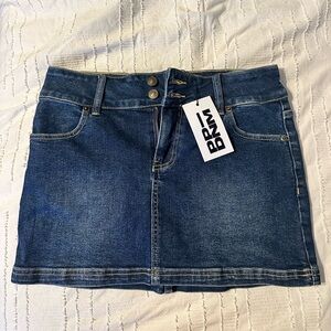 Princess Polly Low Rise Denim Skirt Dark Blue